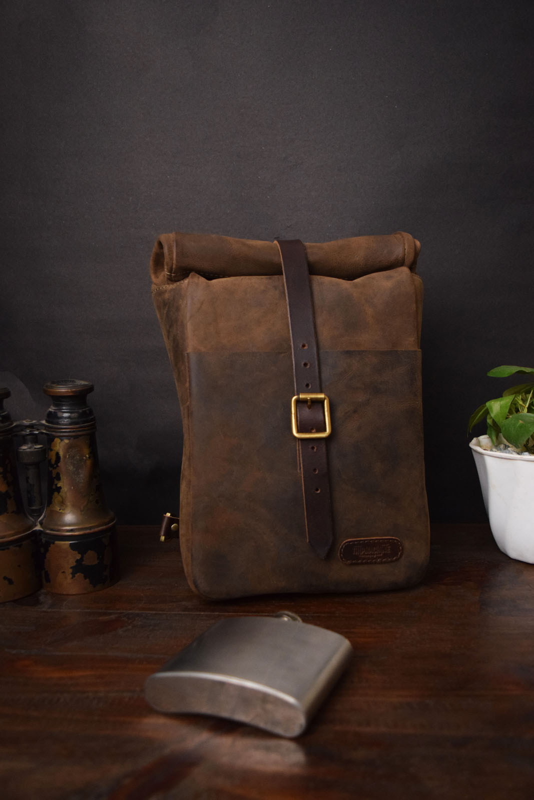 Vintage mini leather Backpack / Sidebag